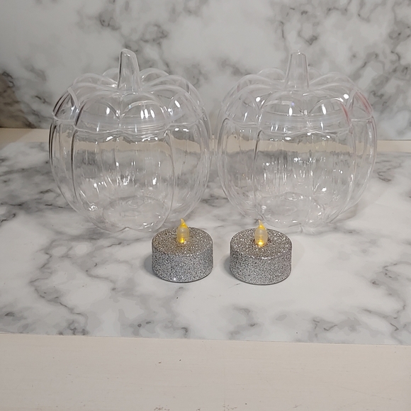 Flickering Tea Light Pumpkin Set - Picture 2 of 6